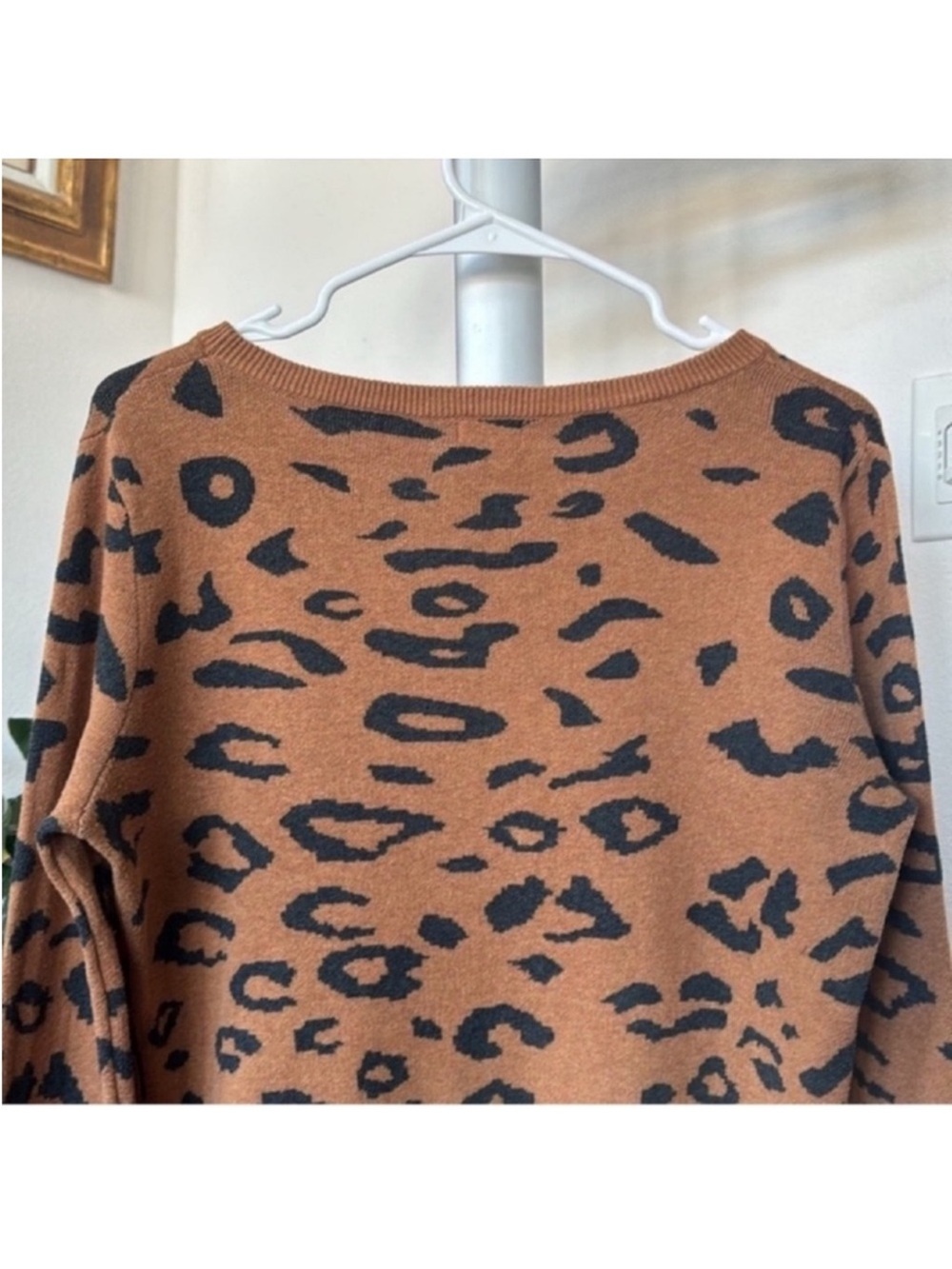 Mossimo Leopard Camouflage Knit Sweaters Sz M Crew Green Brown Black - Picture 13 of 14
